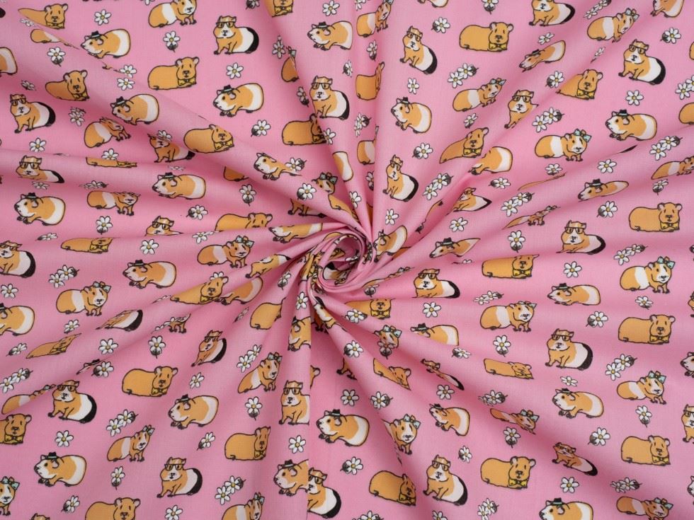 Pink Printed Polycotton Fabric