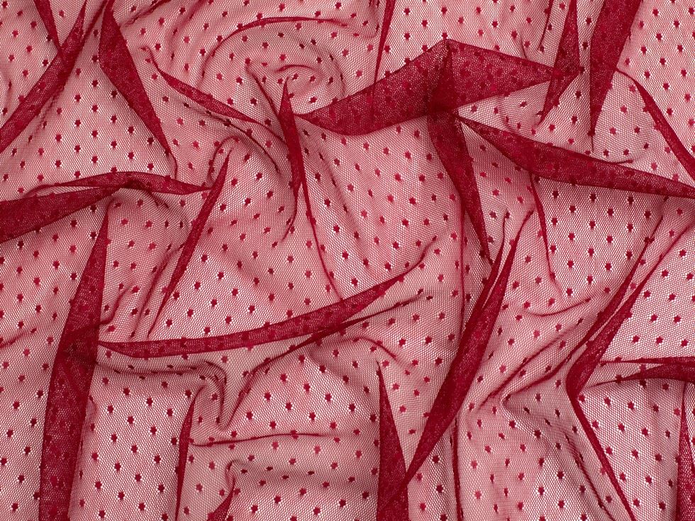 Minerva Core Range Dobby Spot Mesh Fabric Wine
 