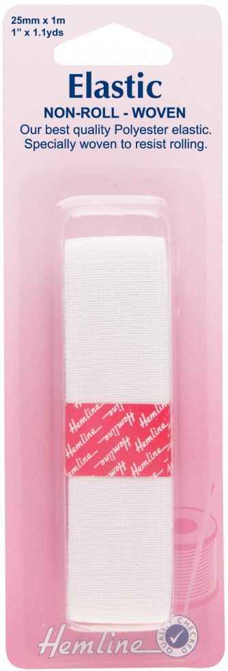 Hemline White Non Roll Elastic