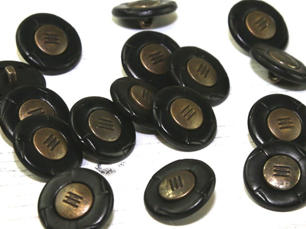 Dill Round Shank Buttons (Value Pack) Black & Gold
 