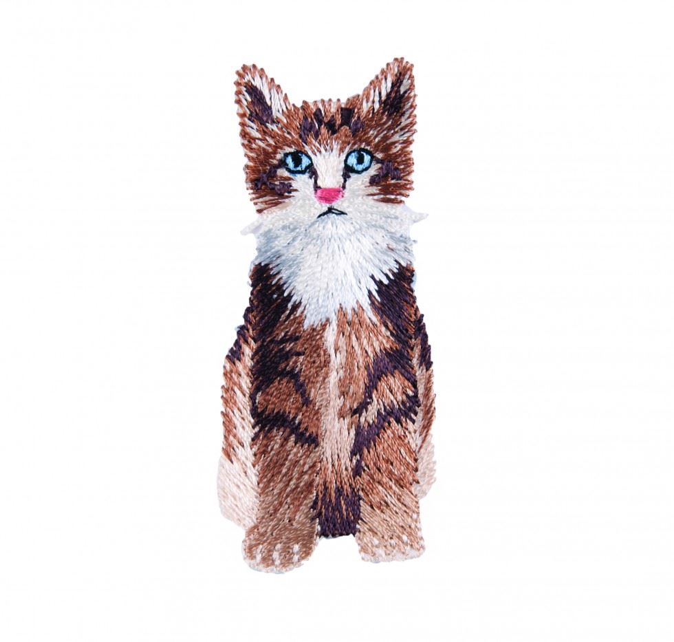 Craft Factory Brown Patch Motif Long Haired Cat