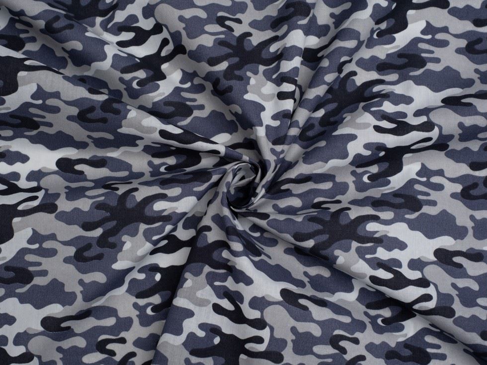 Grey Printed Polycotton Fabric