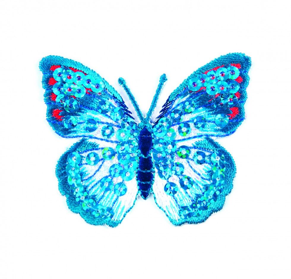 Craft Factory Blue Patch Motif Sequin Butterfly