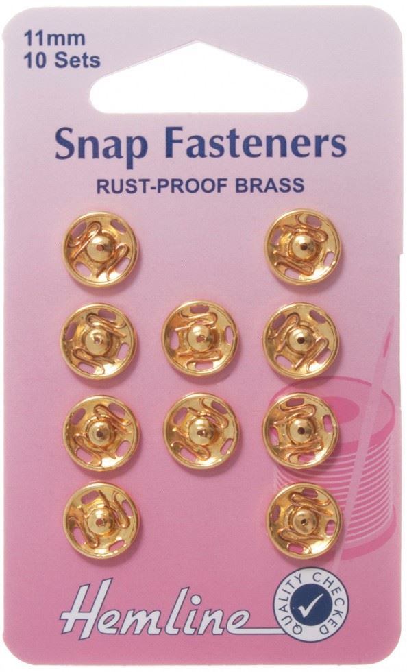 Hemline Gold Sew On Metal Snap Fasteners