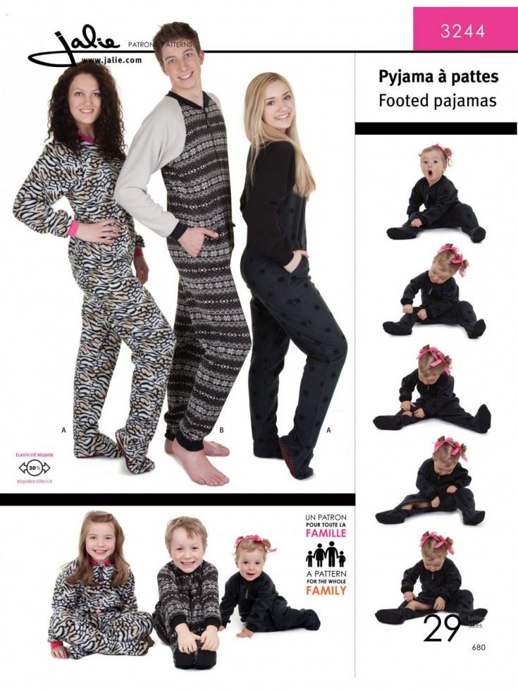 Jalie Sewing Pattern 3244 Footed Pyjamas
