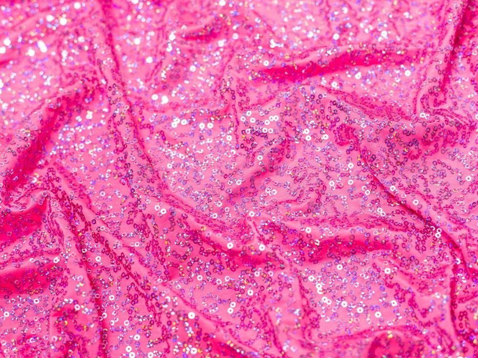 Minerva Core Range Sequin ITY Silky Stretch Knit Fabric Flo Pink
 
