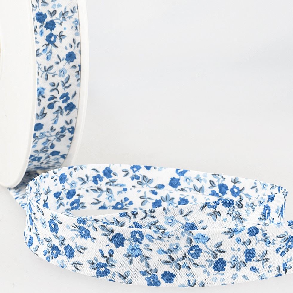 Stephanoise Floral Bias Binding Tape Light Blue
 