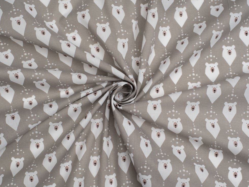 Grey Printed Polycotton Fabric