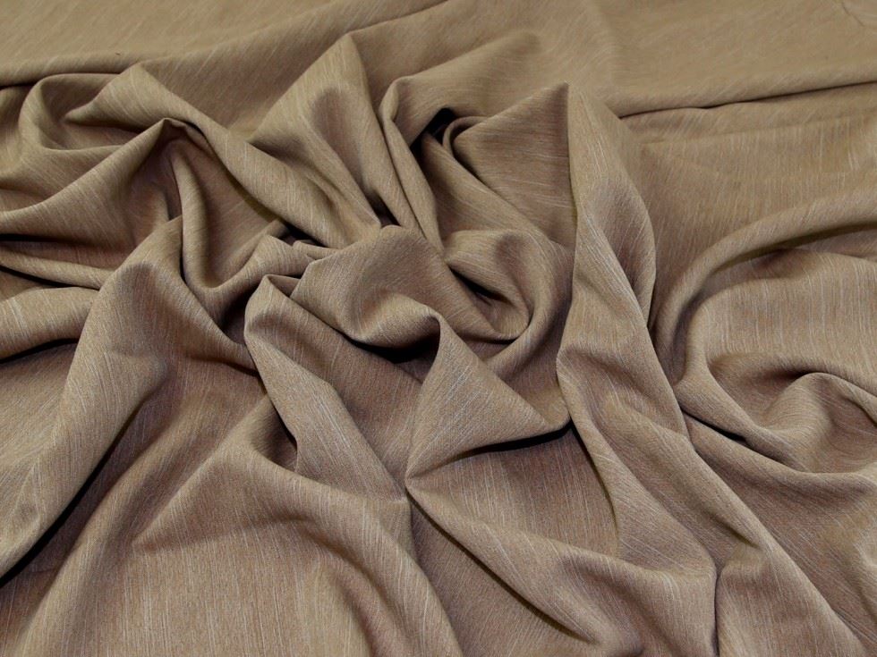 Beige Deadstock Melange Polyester Suiting Fabric