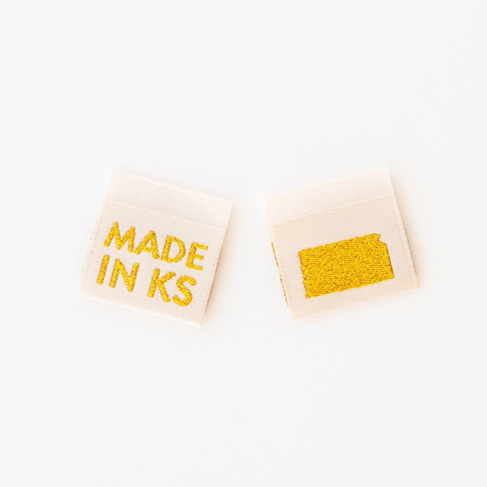 Sarah Hearts Made In My State Gold Woven Labels Kansas
 