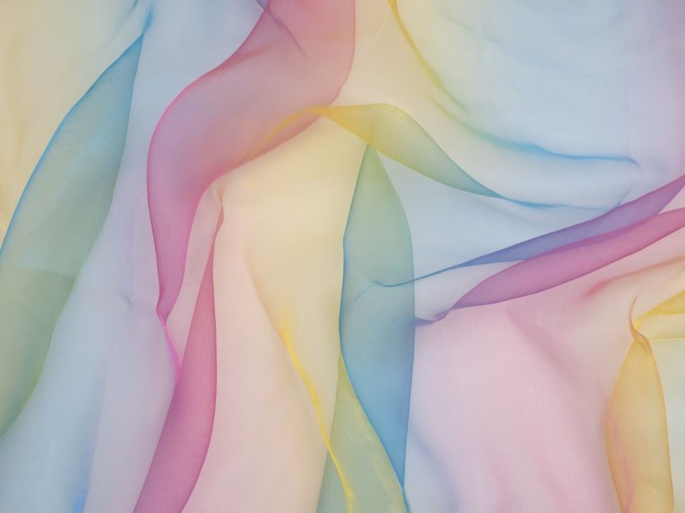 Minerva Core Range Pastel Rainbow Organza Fabric