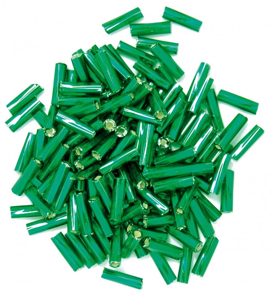 Craft Factory Green Twisted Glass Bugle Beads