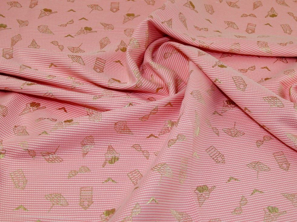 Pink Deadstock Metallic Woven Jacquard Fabric