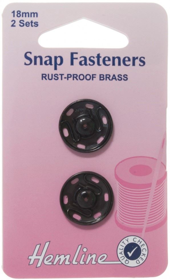 Minerva Sew On Snap Fasteners Black Metal Hemline H421.18