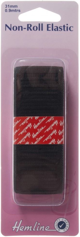Hemline Black Non Roll Elastic