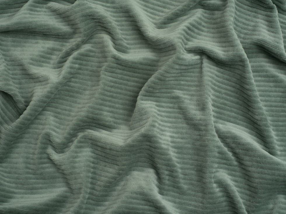 Minerva Core Range 4 Wale Velour Rib Stretch Knit Cord Fabric Tea Green