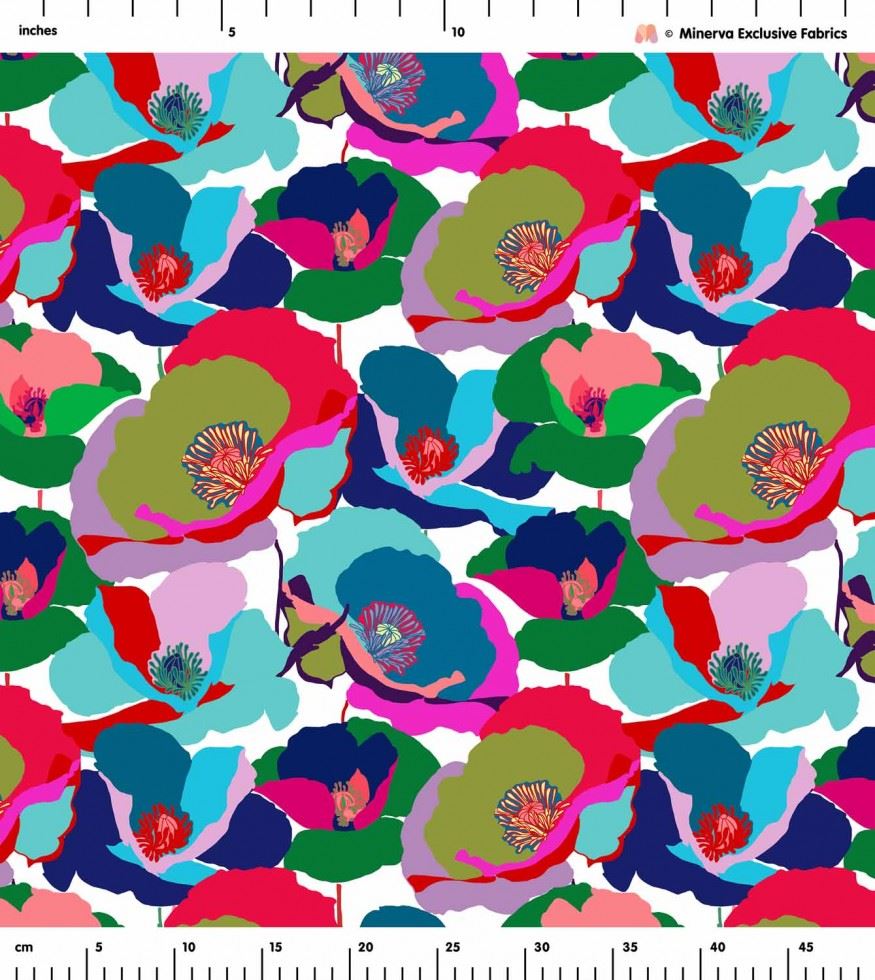 Minerva Exclusive Linen Fabric - POD - Positively Poppies - per metre - Picture 4 of 8