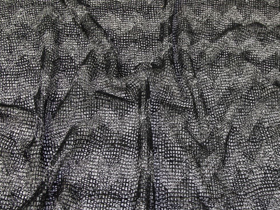 Black Deadstock Sequin Lace Fabric