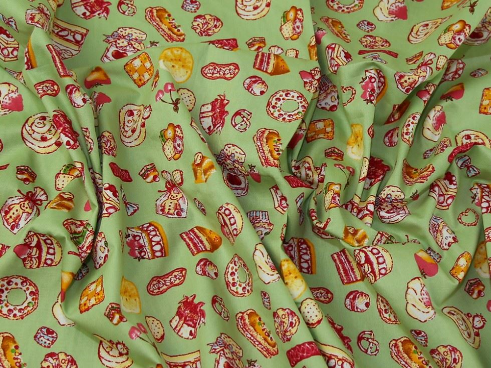 Green Deadstock 100% Cotton Poplin Fabric