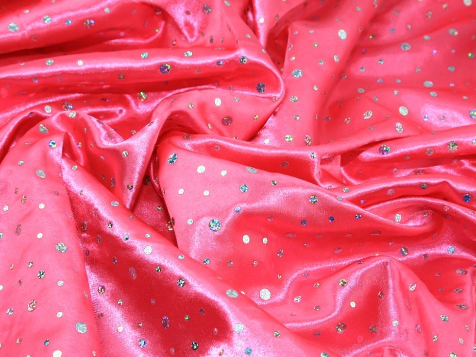 Cerise Pink Deadstock Sequin Satin Fabric