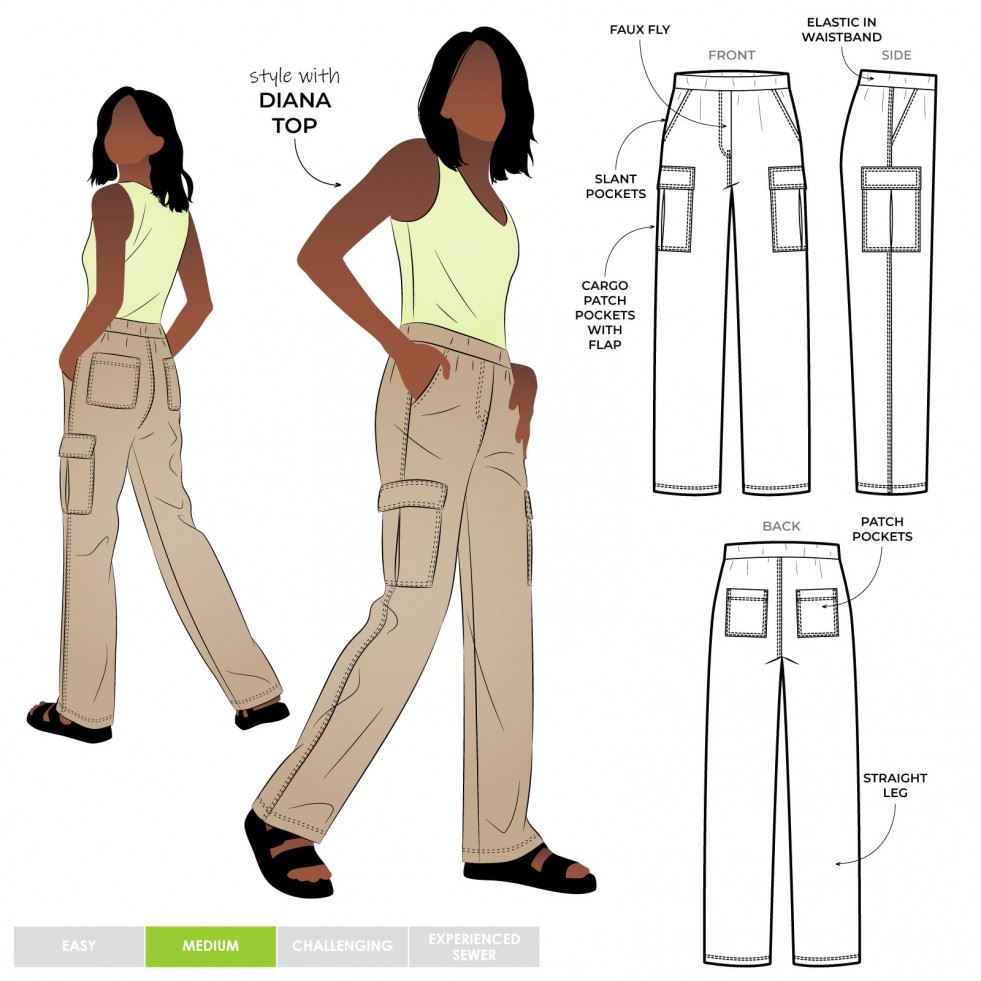 Style Arc Sewing Pattern Delta Cargo Pants