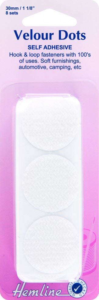 Hemline White Stick On Velcro Coins