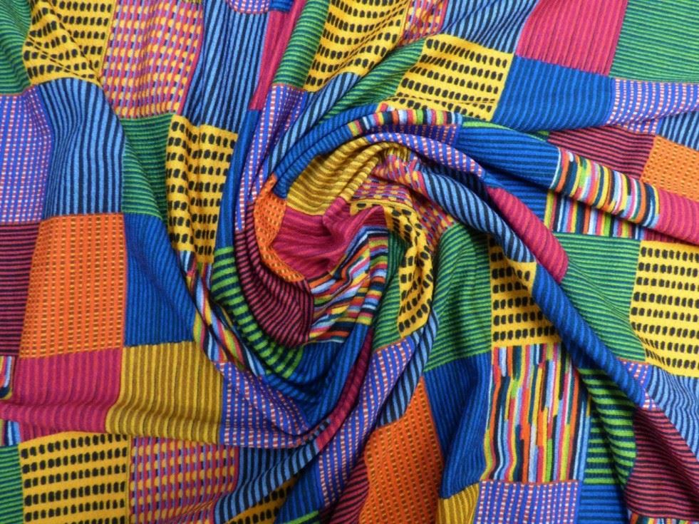 Lady Mcelroy Multicoloured Viscose Crepe Textured Stretch Knit Fabric