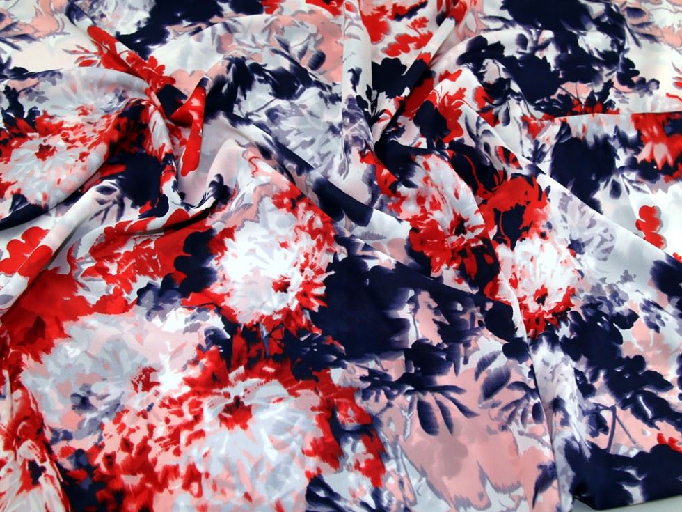 John Kaldor Red & Navy Ice Sheer Chiffon Fabric