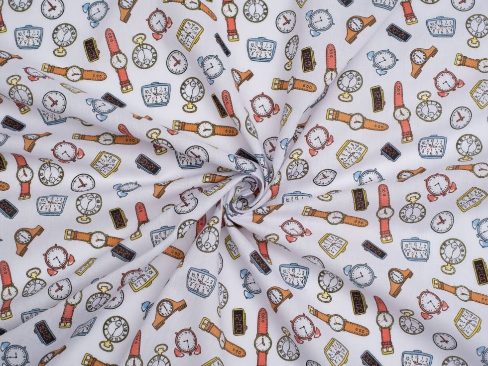 White Printed Polycotton Fabric