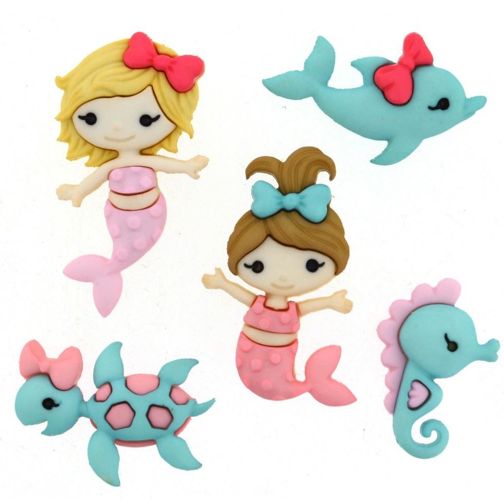 Dress It Up Mermaid Kisses Buttons
 
