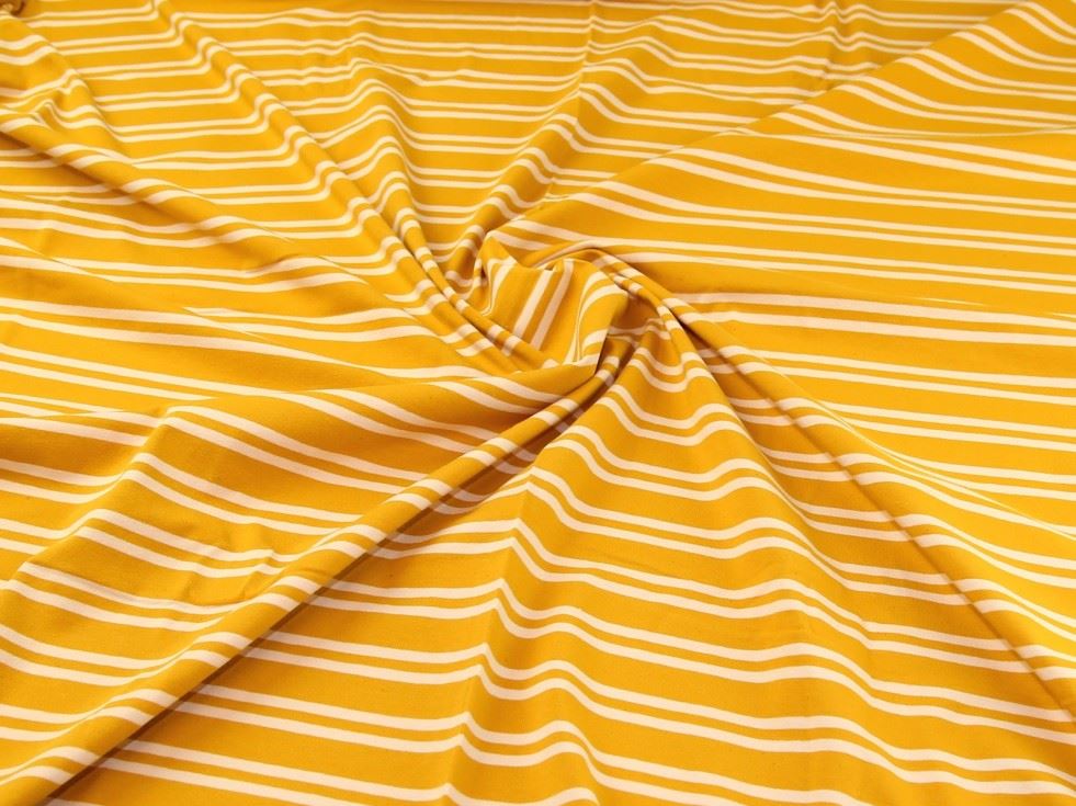 John Louden Mustard & Cream Cotton Jersey Stretch Knit Fabric