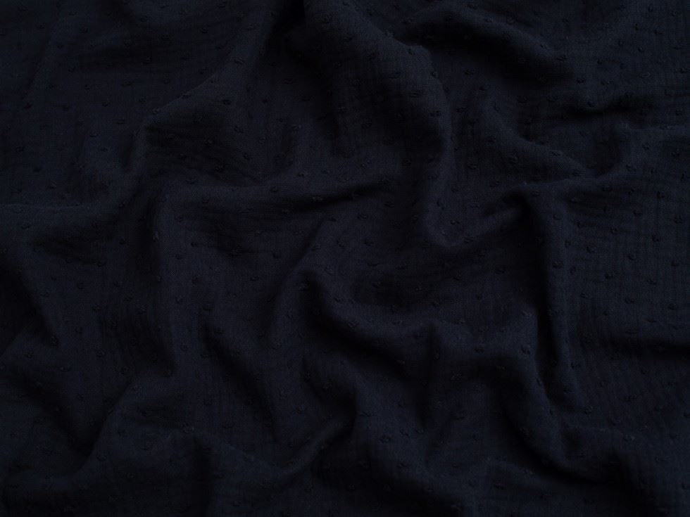 Swiss Dot Cotton Double Gauze Fabric Navy Blue