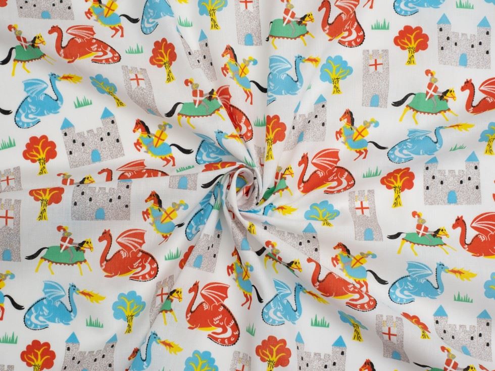 White Printed Polycotton Fabric