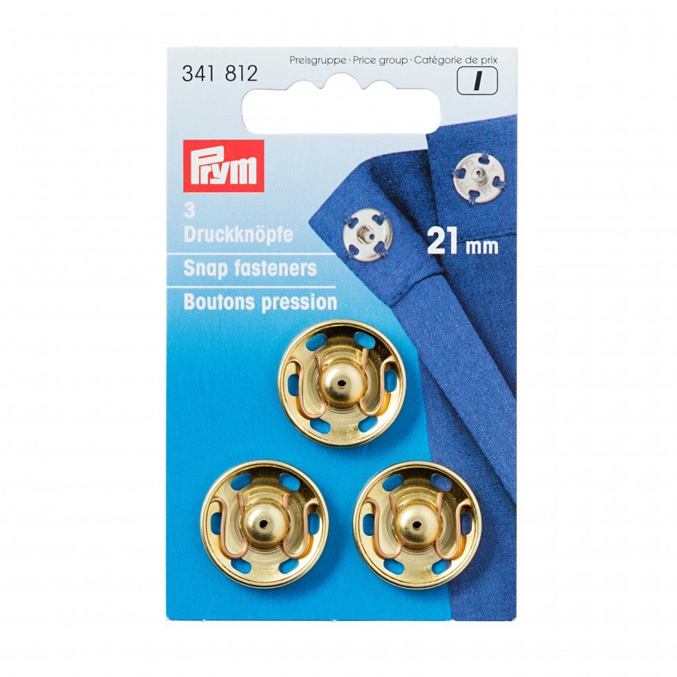 Prym Sew On Metal Snap Fasteners Gold