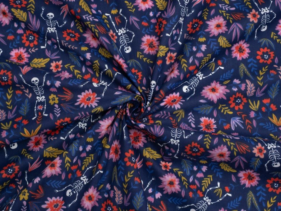Printed Polycotton Fabric Navy
 