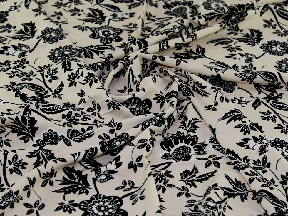 Cream Deadstock Viscose Challis Fabric