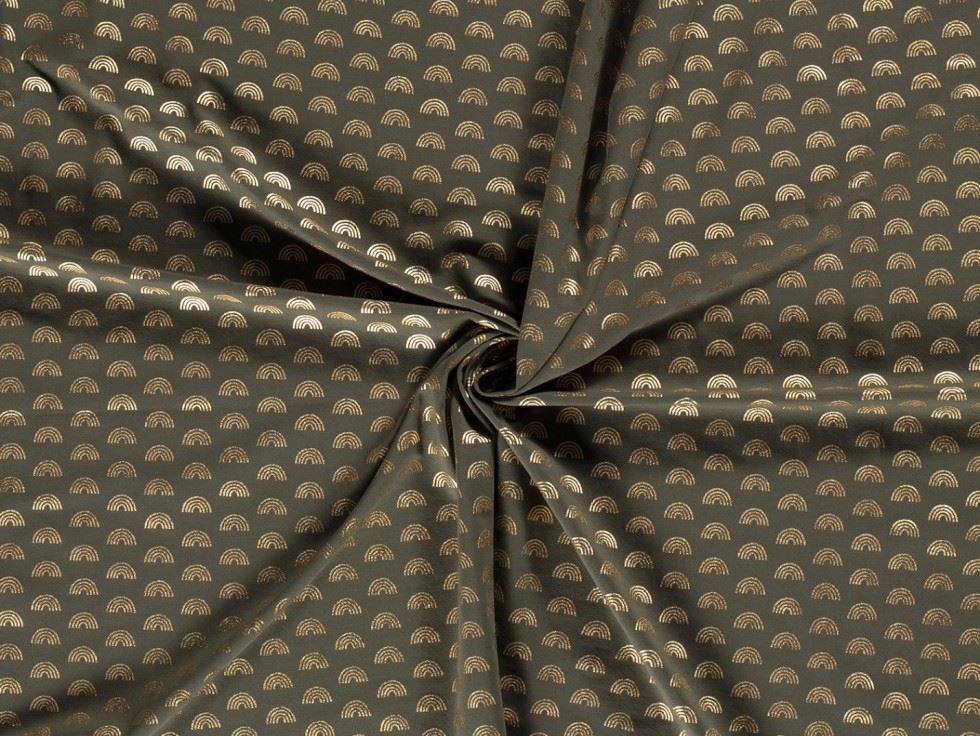 Olive Metallic Cotton Jersey Stretch Knit Fabric