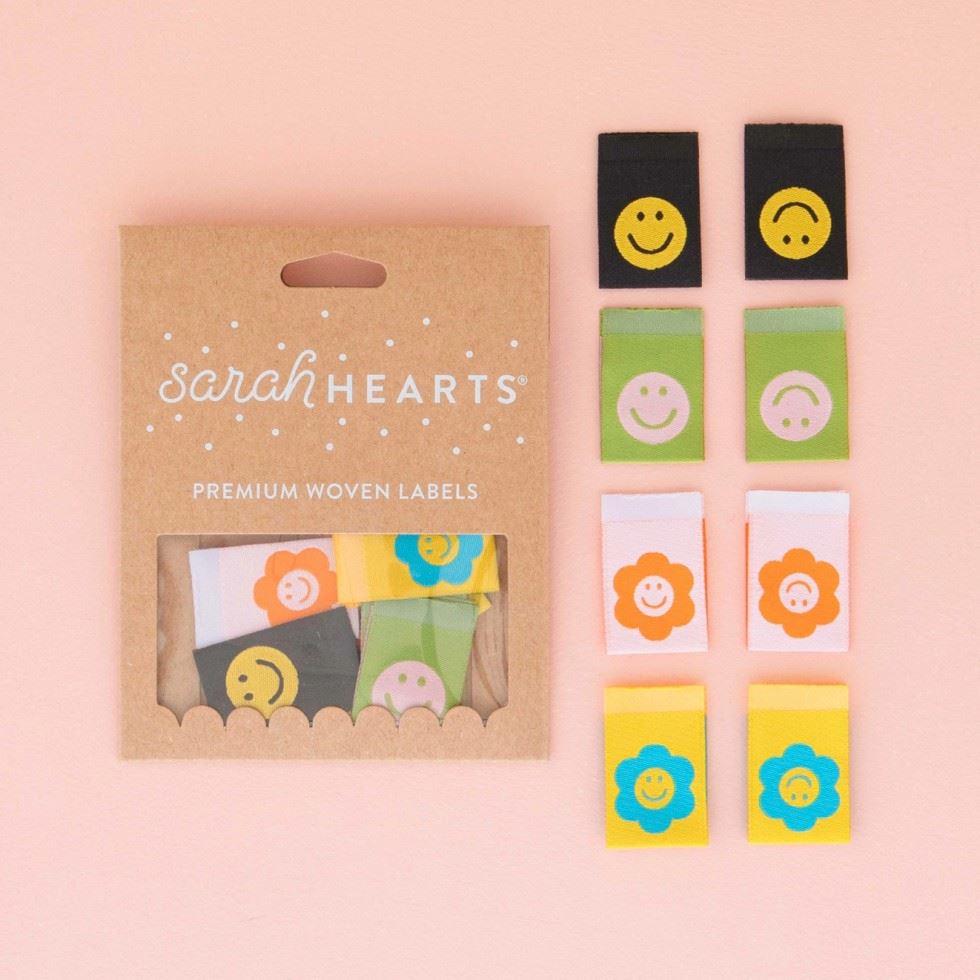 Sarah Hearts Smiley Multipack Woven Labels
 