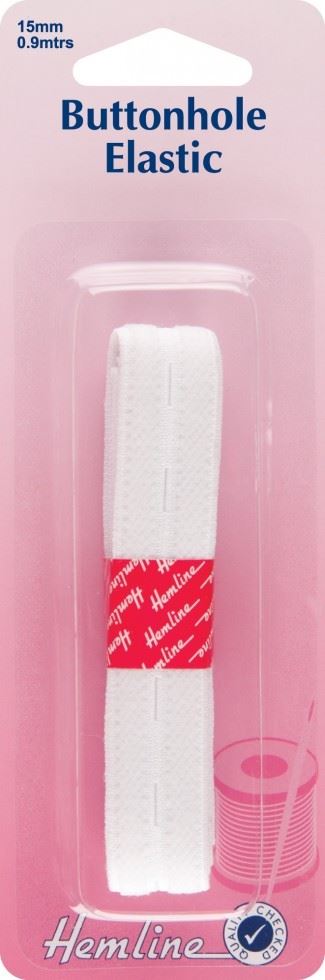 Hemline White Buttonhole Elastic