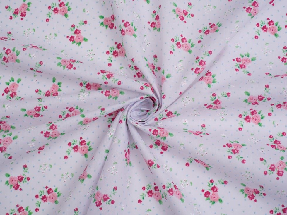 White Printed Polycotton Fabric