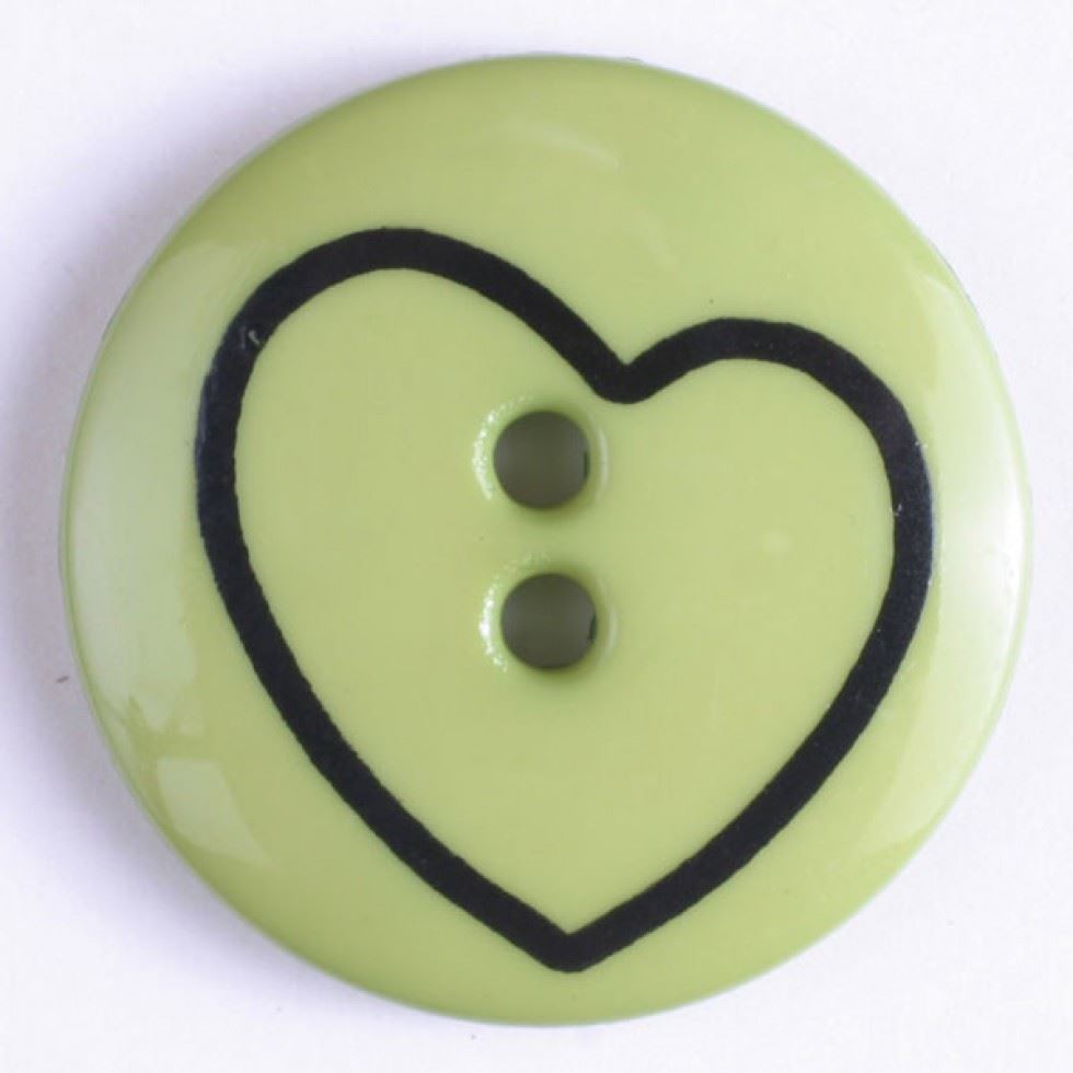 Dill Green Round Heart Buttons (Value Pack)