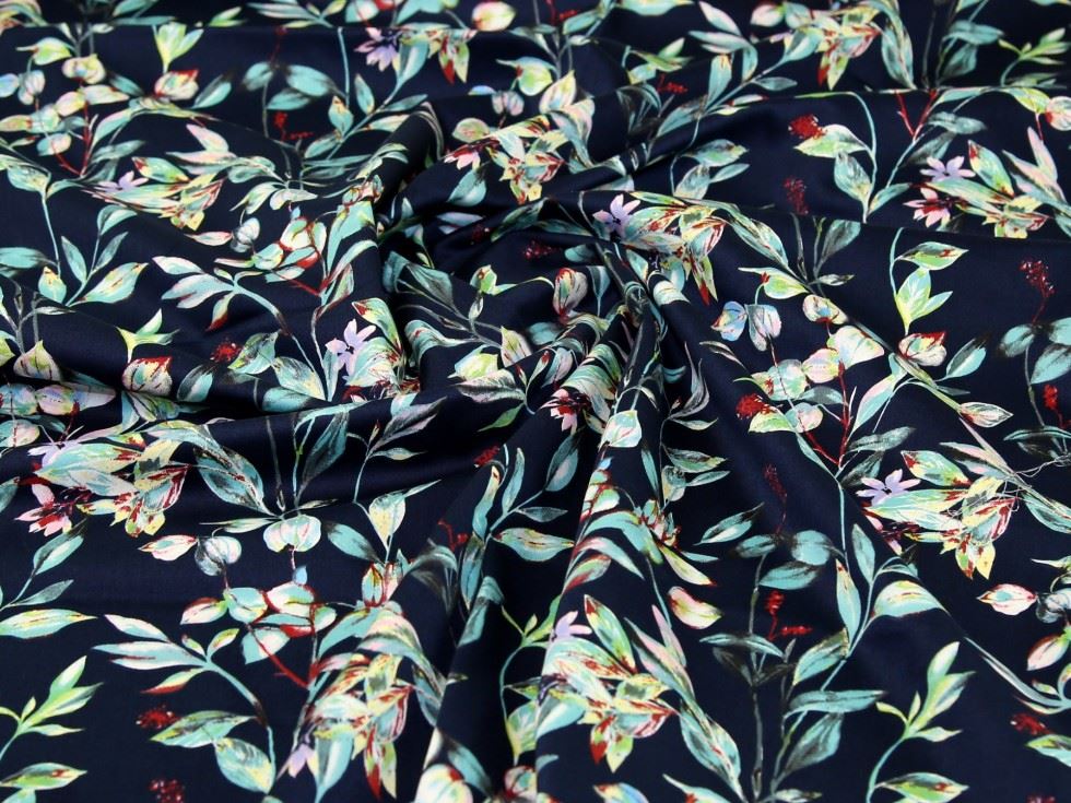 Cotton Sateen Fabric Navy Blue