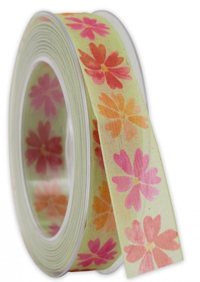 Green Flower Print Ribbon (Value Roll)