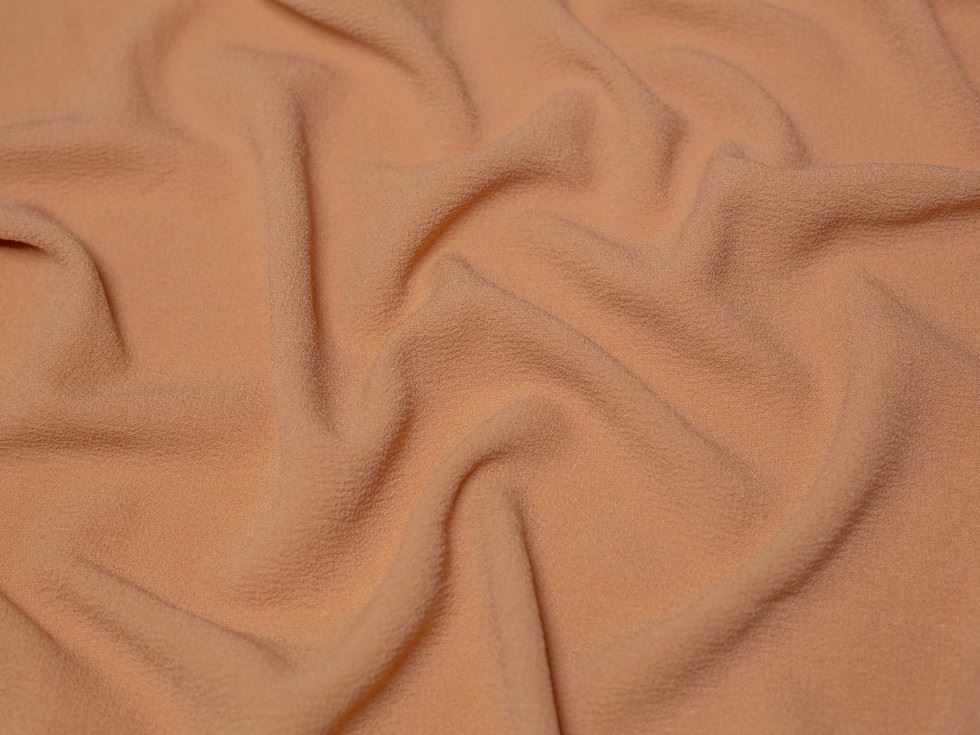 Camel Deadstock Textured Stretch Woven Crepe Fabric