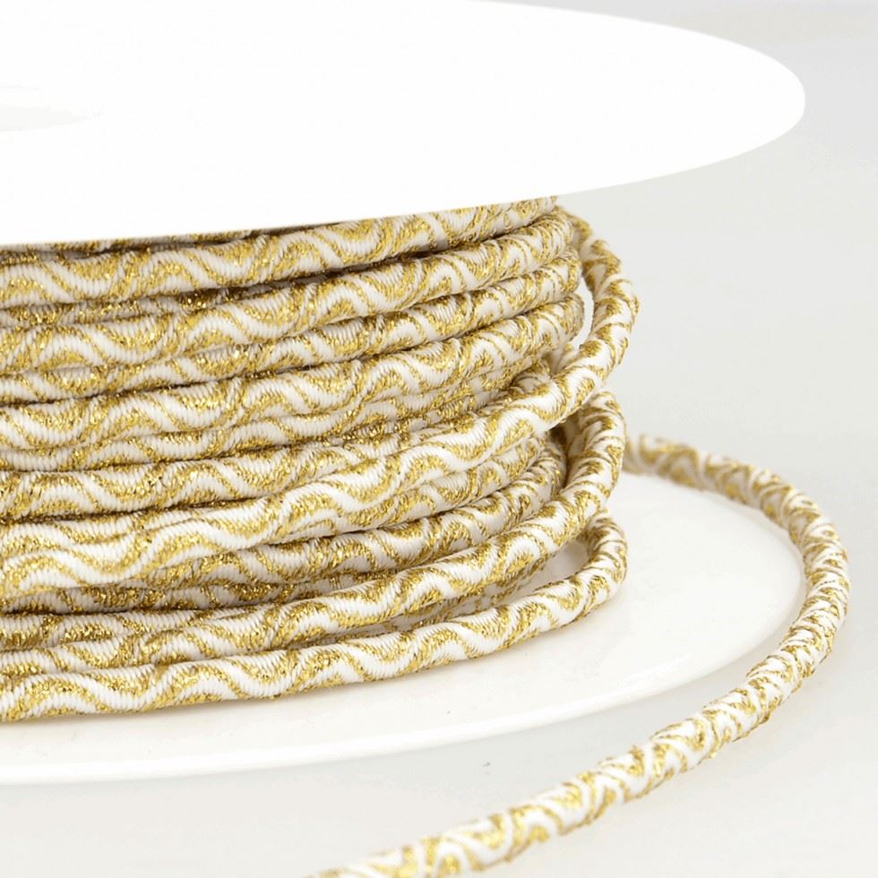 Stephanoise Wave Patterened Round Elastic White & Gold