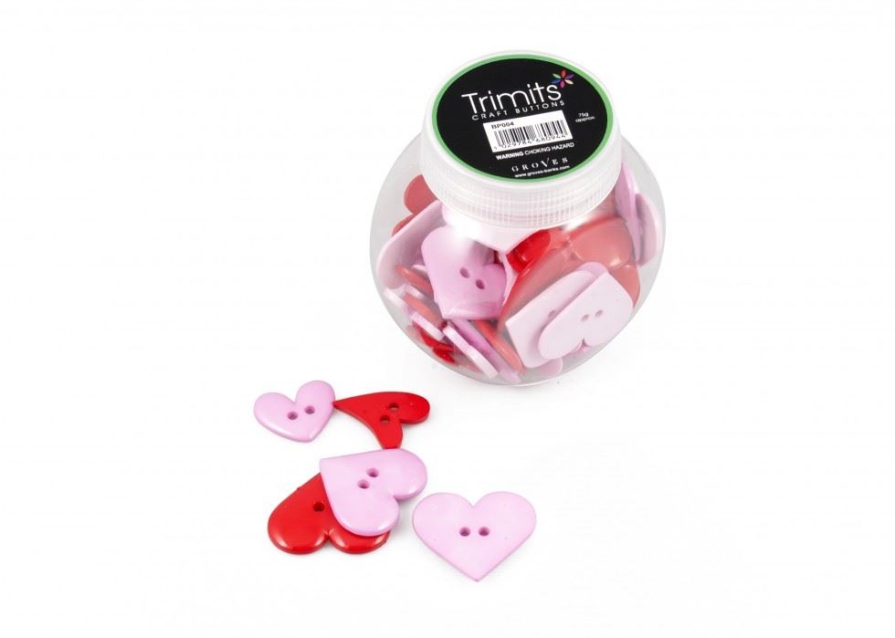 Trimits Assorted Hearts Jar Of Buttons