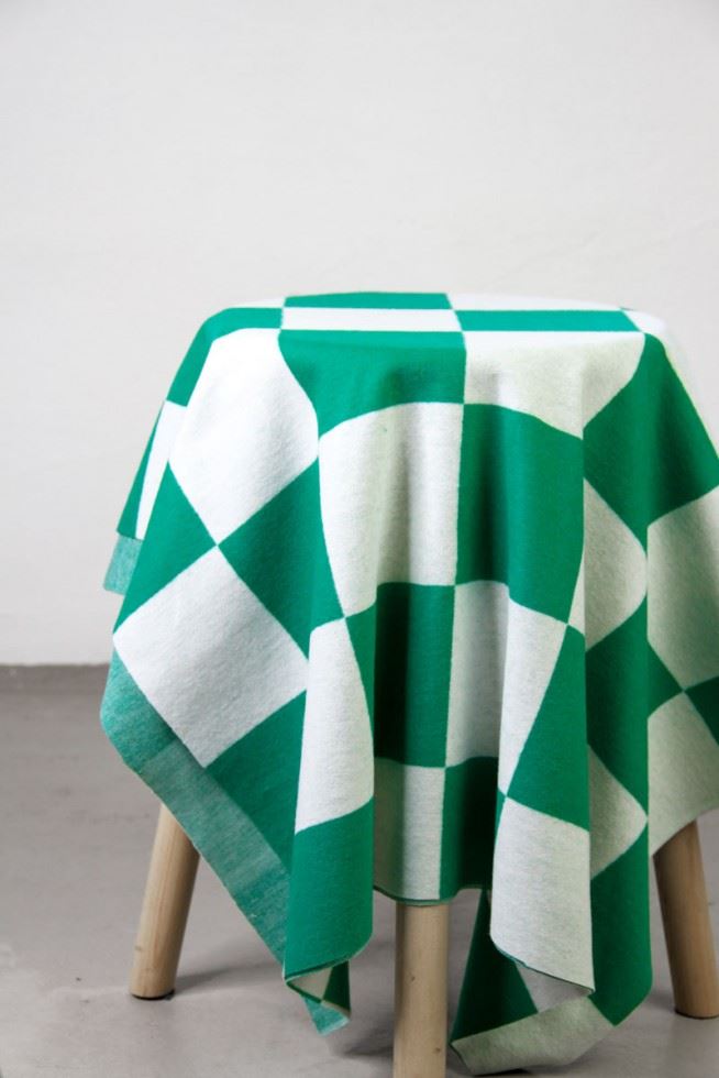Mind The Maker Jolly Green & Creamy White Organic Brushed Square Stretch Knit Fabric