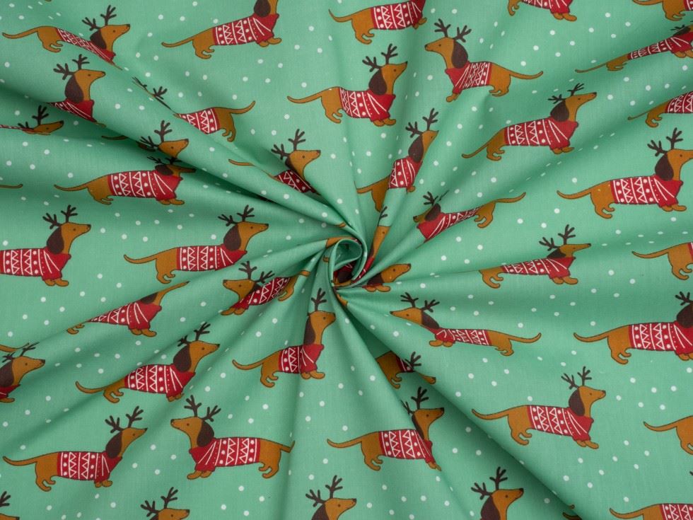 Green Printed Polycotton Fabric