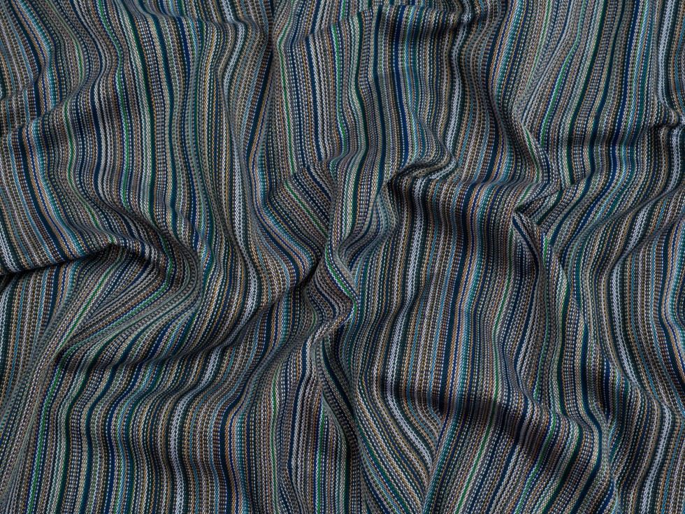 Minerva Core Range Mexico Woven Stripe Jacquard Canvas Fabric Steel Blue
 