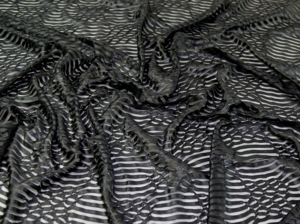 Black Deadstock Textured Stretch Knit Fabric